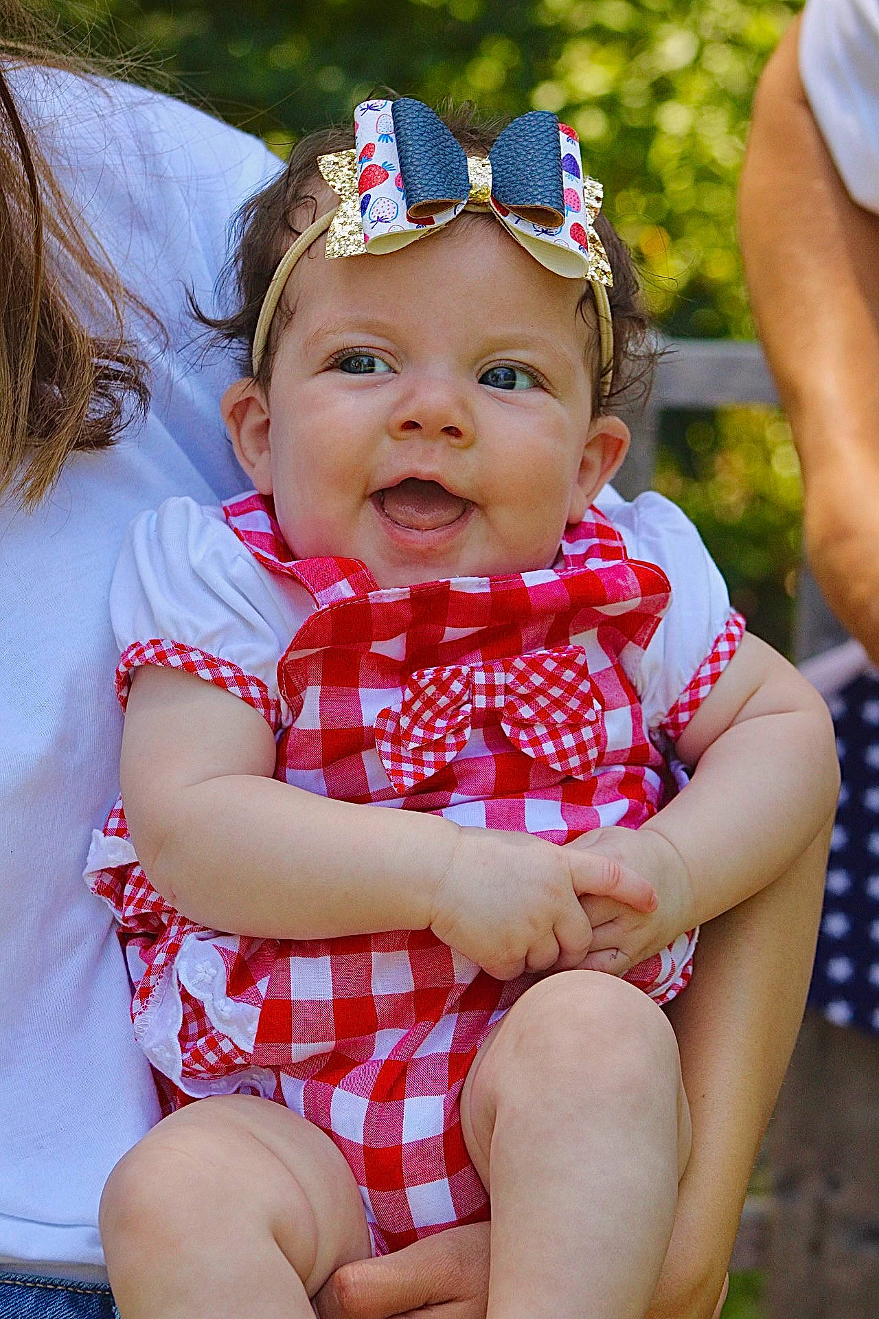 Oaklee joined the competition — help win amazing prizes! baby, baby_toddler_clothing, child, event, face, fun, grass, happy, head, headwear, human, pattern, person, pink, plaid, recreation, red, skin, smile, thigh