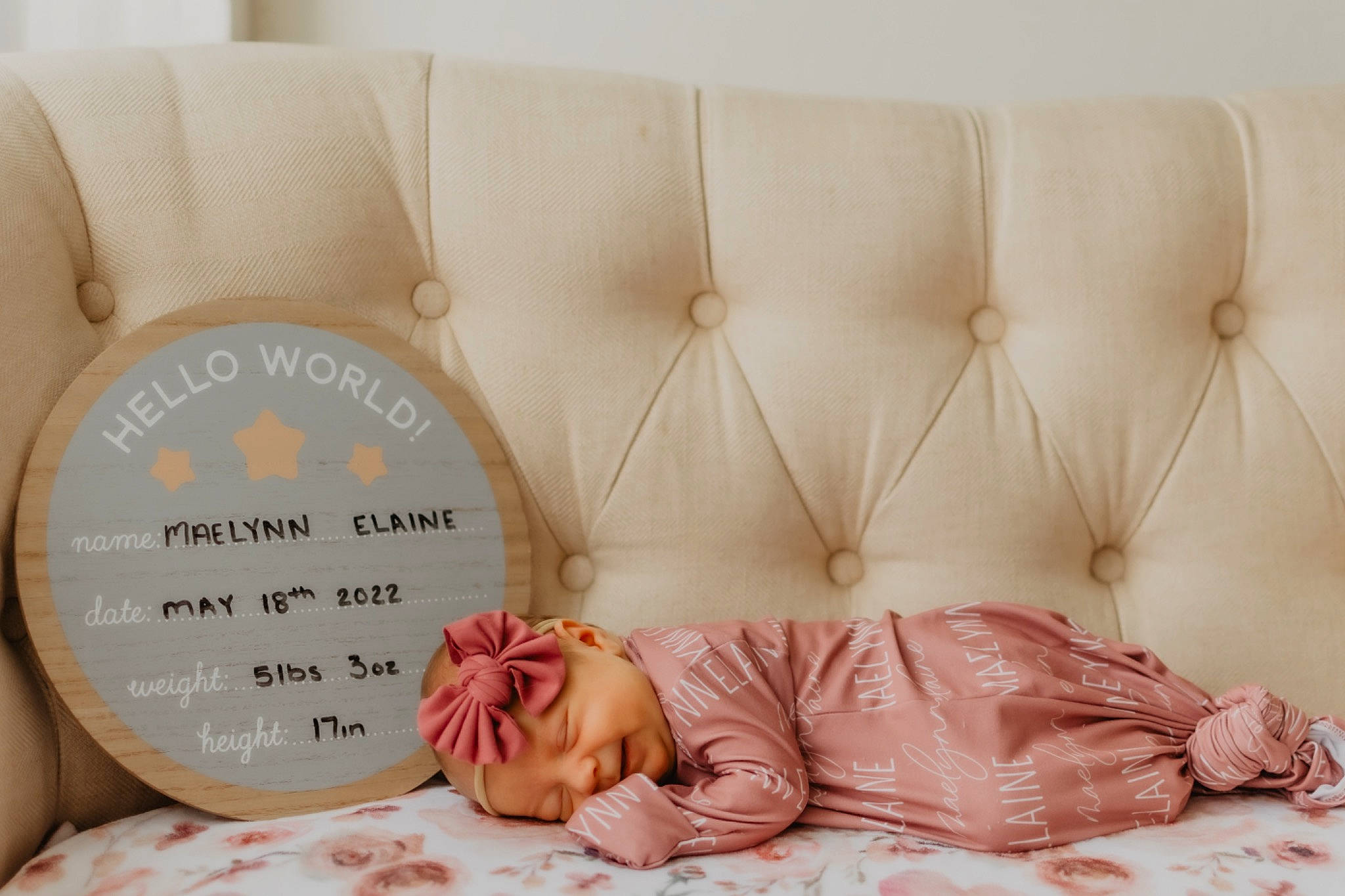 Maelynn joined the competition — help win amazing prizes! baby, bedding, child, comfort, eyelash, fashion_accessory, finger, flesh, font, foot, headwear, interior_design, leg, linens, pattern, peach, person, petal, pillow, room
