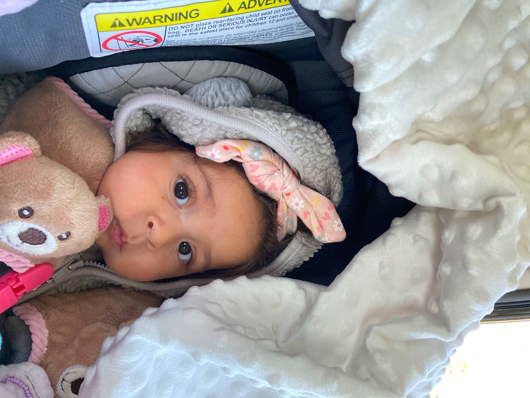 Astra joined the competition — help win amazing prizes! baby, baby_products, baby_toddler_clothing, cheek, child, comfort, doll, eye, eyelash, fur, headgear, headwear, knit_cap, linens, nose, person, room, skin, sleep, toddler