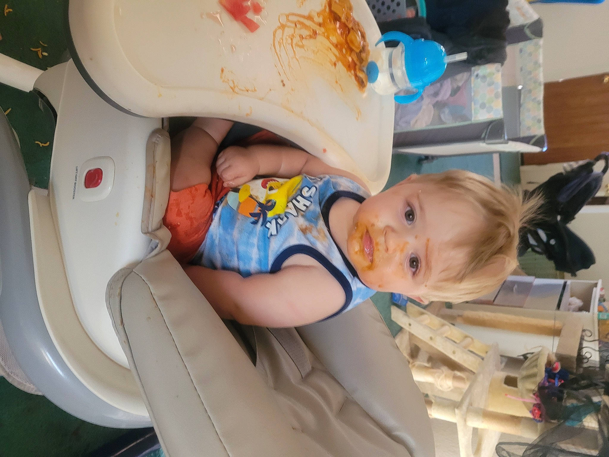 Cole is registered to the contest to win money with this photo: baby, baby_products, baby_toddler_clothing, child, comfort, fun, happy, person, personal_protective_equipment, sitting, smile, thigh, toddler, vacation
