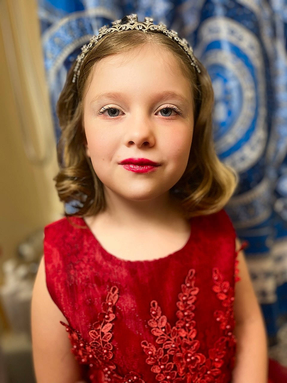Gabriella joined the competition — help win amazing prizes! blue, cheek, chin, dress, eye, eyebrow, eyelash, fashion_design, flash_photography, hairstyle, happy, headgear, headpiece, iris, lip, long_hair, makeover, organ, person, skin