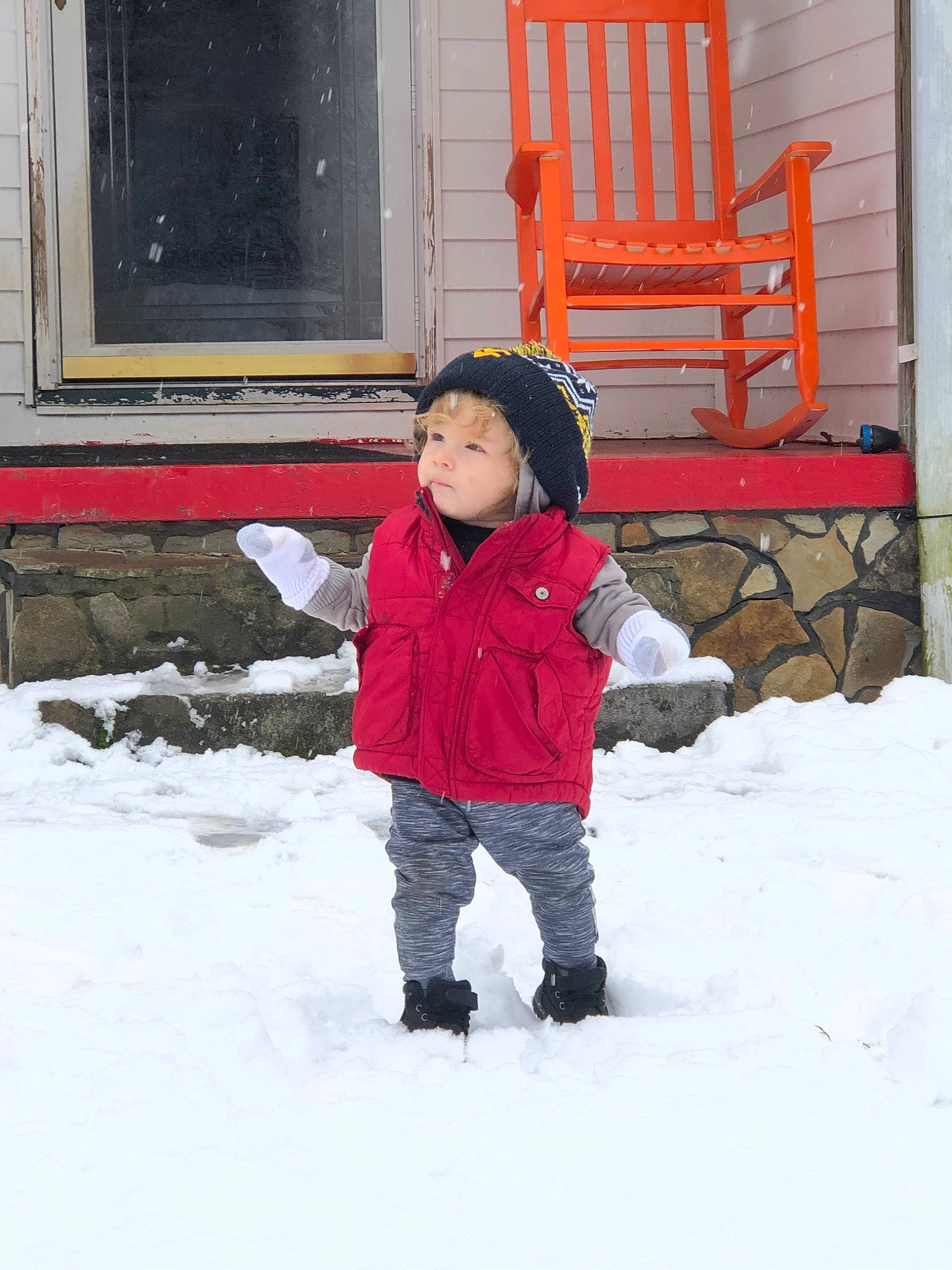 Zayne joined the competition — help win amazing prizes! blizzard, child, freezing, fun, outerwear, person, playing_in_the_snow, snow, standing, toddler, vacation, winter, winter_storm