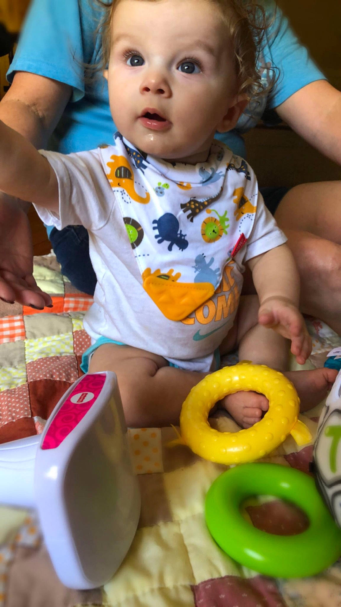 Zayne joined the competition — help win amazing prizes! baby, baby_products, child, eating, food, person, play, surprise, toddler