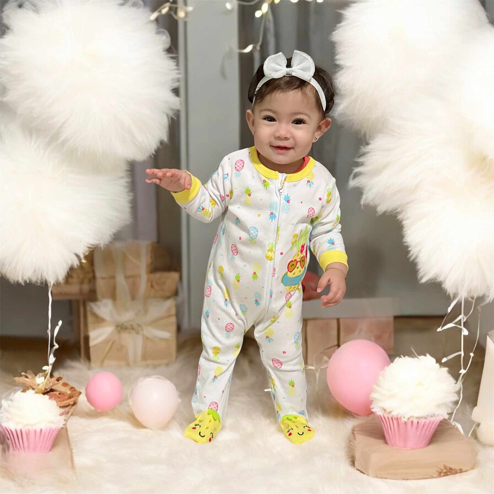 Amelie joined the competition — help win amazing prizes! baby, cake, clothing, costume, cream, cupcake, dessert, face, food, formalwear, fun, hat, head, pajamas, party, people, performer, person, sleeve, suit