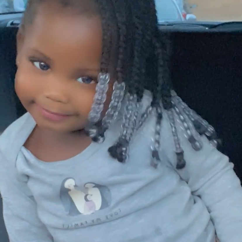 Rylee joined the competition — help win amazing prizes! baby, babylaughing, blackhair, bodypart, braid, child, cornrows, dimples, face, female, girl, hair, haircut, hairdresser, happy, head, person, shoulder, sitting, smile