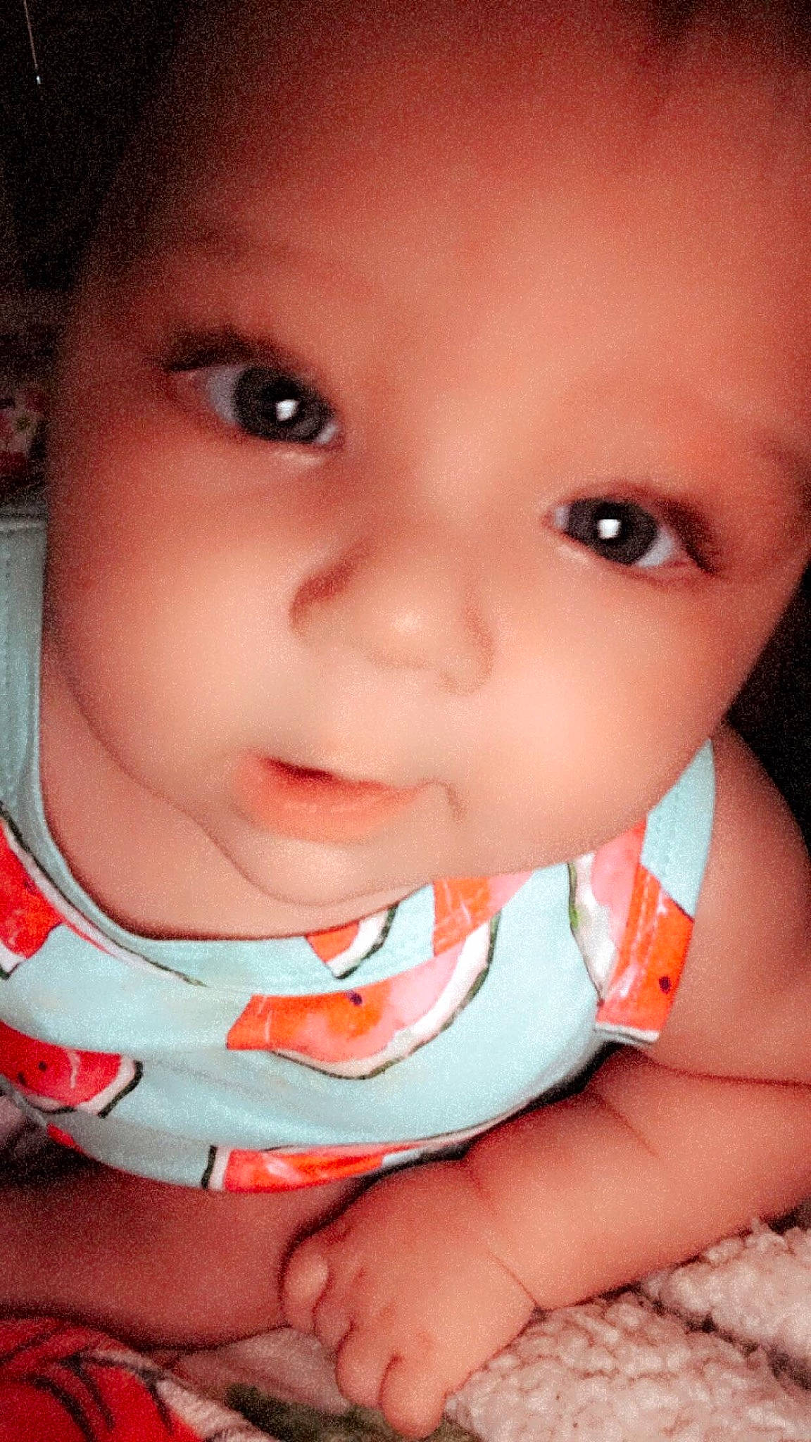 Estella joined the competition — help win amazing prizes! baby_toddler_clothing, cheek, chin, ear, eye, eyebrow, eyelash, facial_expression, finger, forehead, head, iris, jaw, lip, mouth, neck, nose, organ, person, skin