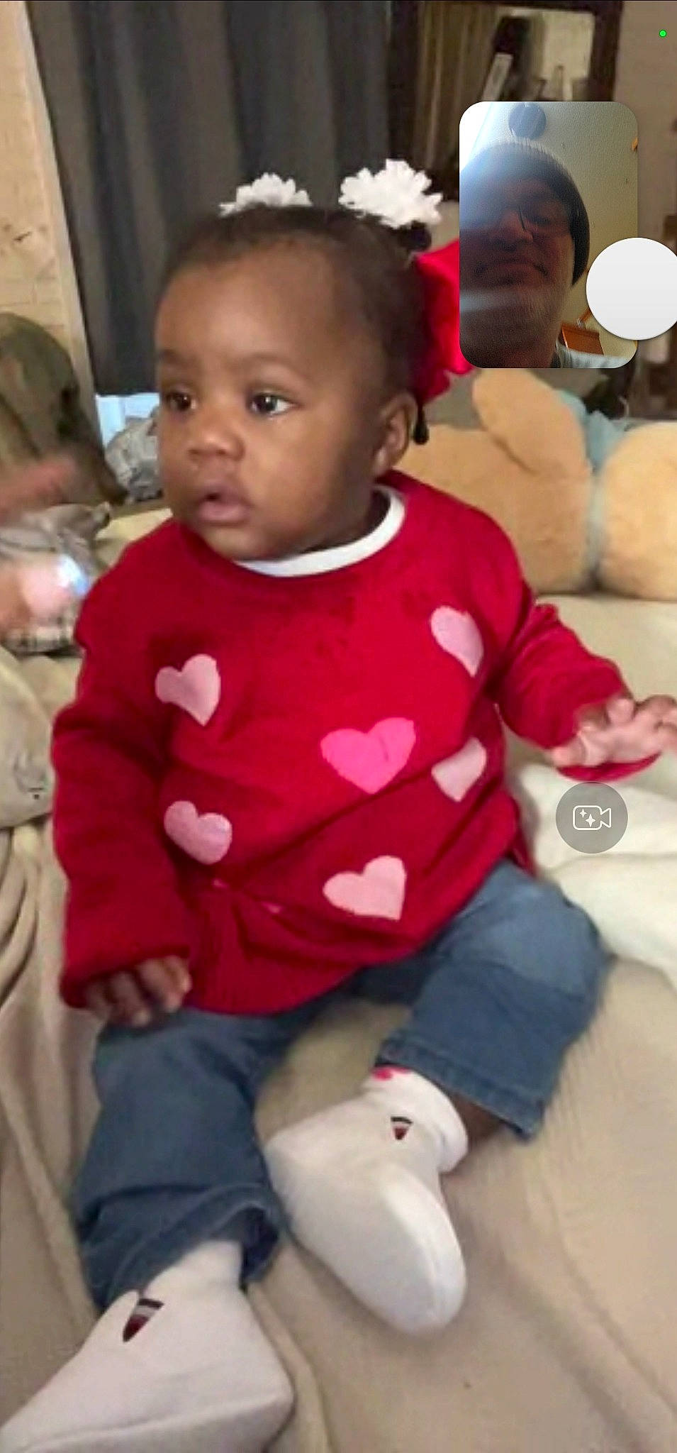 Jewel joined the competition — help win amazing prizes! baby, baby_toddler_clothing, cheek, child, eye, fun, happy, human, lamp, lip, person, red, room, sitting, skin, sleeve, smile, snapshot, t_shirt, toddler