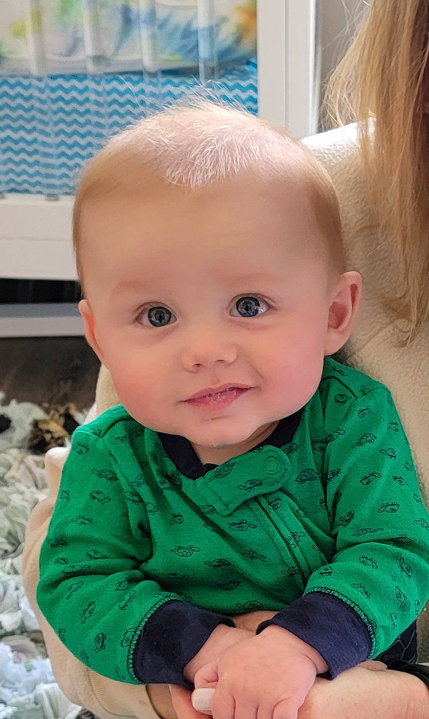 Madden joined the competition — help win amazing prizes! baby, baby_toddler_clothing, cheek, child, chin, eye, flooring, grass, hair, hairstyle, head, iris, person, photograph, product, skin, sleeve, smile, t_shirt, toddler