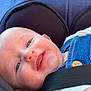 baby, child, smiling, face, blue_eyes, car_seat, seatbelt, denim, clothing, infant, closeup, cute, happiness, safety, portrait, baby_boy, skin, head, young, seat