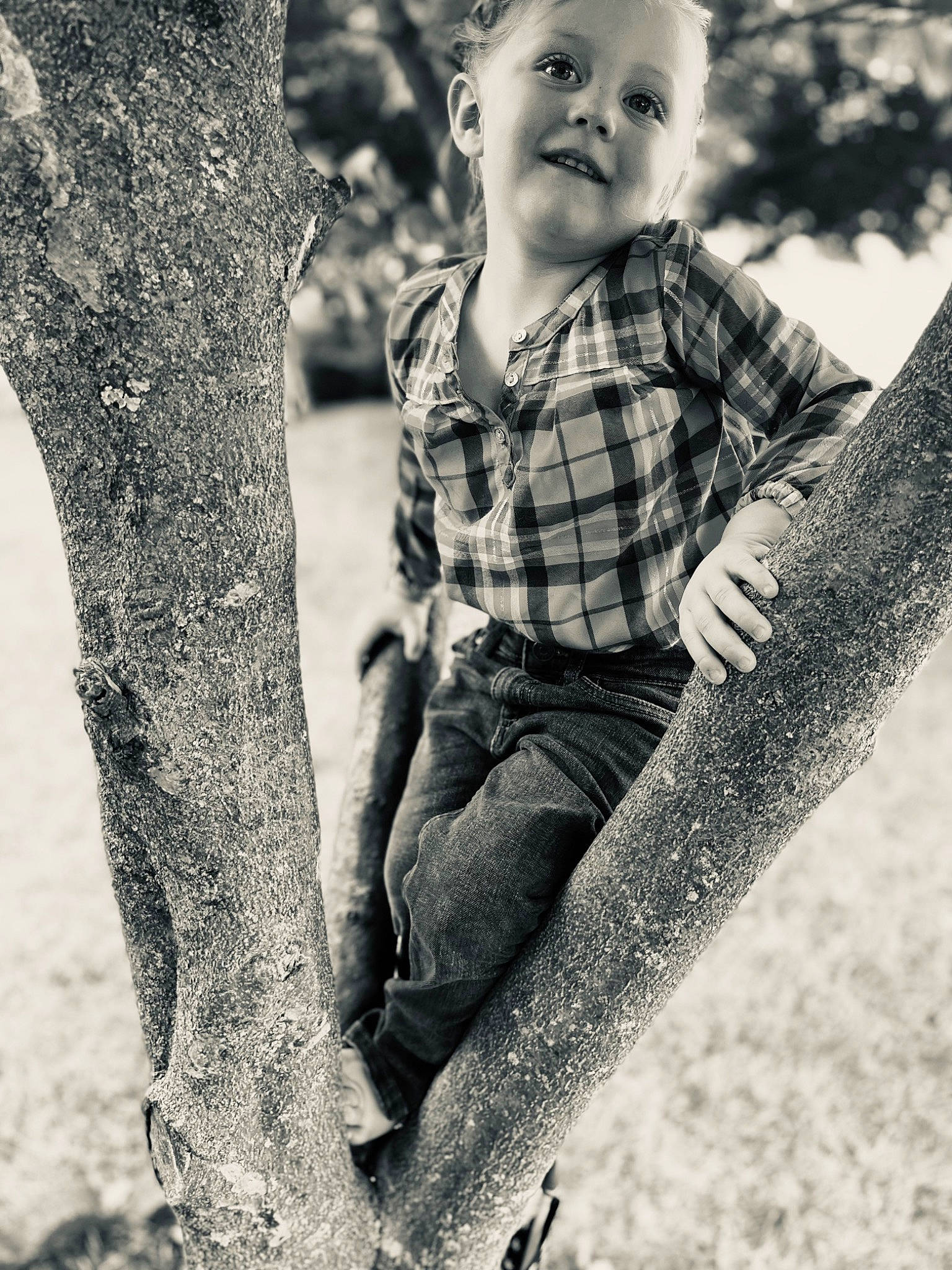 Normaraine joined the competition — help win amazing prizes! black, black_and_white, branch, cool, flash_photography, gesture, grass, hand, happy, human, leaf, leg, people_in_nature, person, smile, standing, style, toddler, tree, trunk