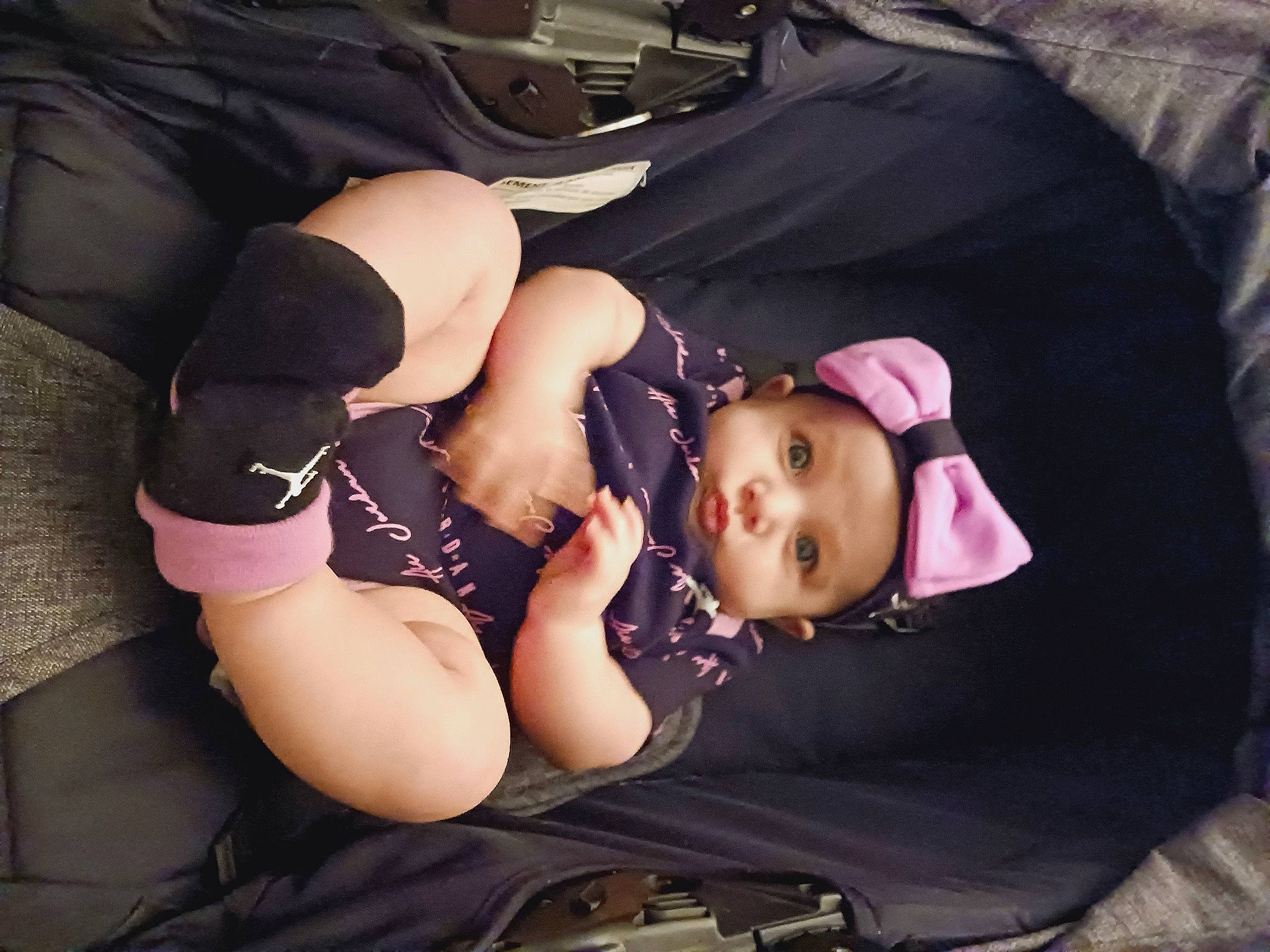 Karma is registered to the contest to win money with this photo: abdomen, baby, baby_products, chest, child, comfort, elbow, flash_photography, fun, headwear, human_body, human_leg, knee, leg, mouth, nap, person, personal_protective_equipment, shorts, sitting