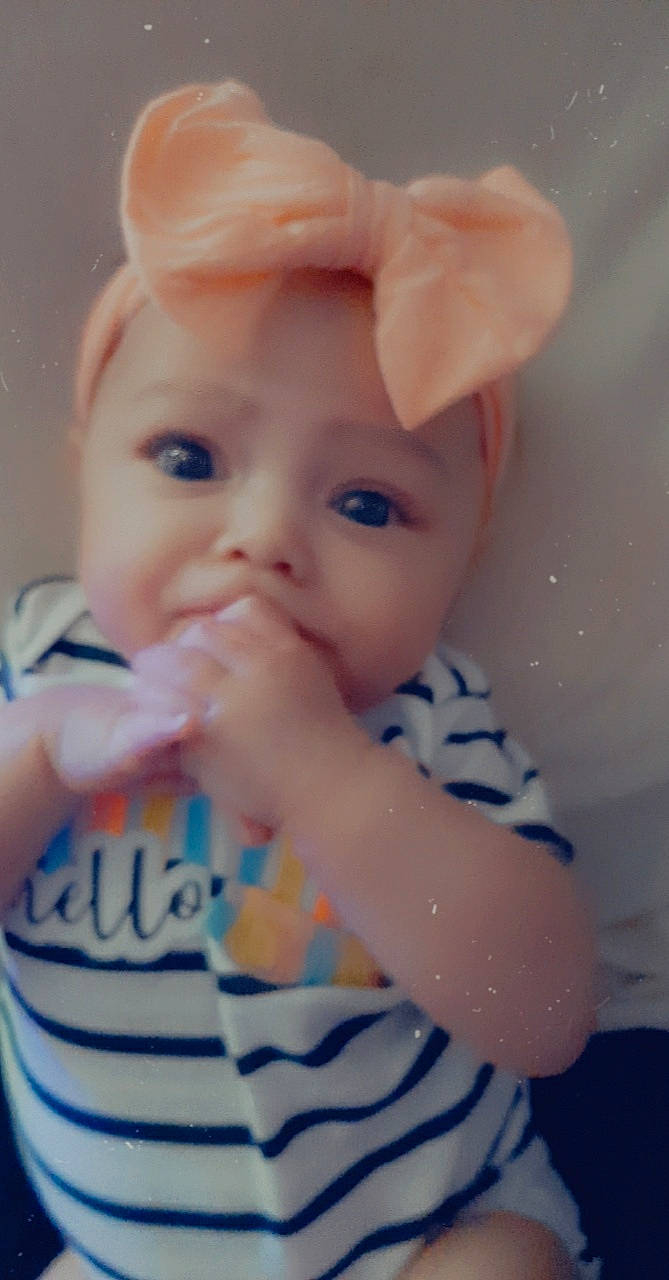 Kallie joined the competition — help win amazing prizes! baby, blue, cheek, child, ear, eye, face, head, headwear, lip, nose, person, skin, smile, toddler