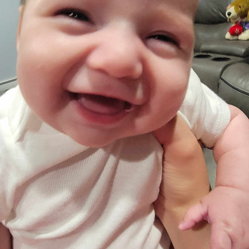 Savannah joined the competition — help win amazing prizes! baby, babylaughing, bodypart, computer, electronics, face, finger, hand, happy, head, laptop, laughing, mouth, newborn, pc, person, photography, portrait, smile, toy