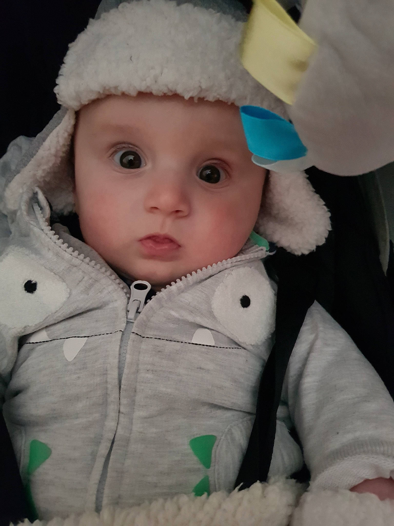 James is registered to the contest to win money with this photo: boy, cheek, child, doll, ear, eye, face, head, headwear, infant, iris, nose, person, product, skin, smile, stuffed_toy, textile, toddler