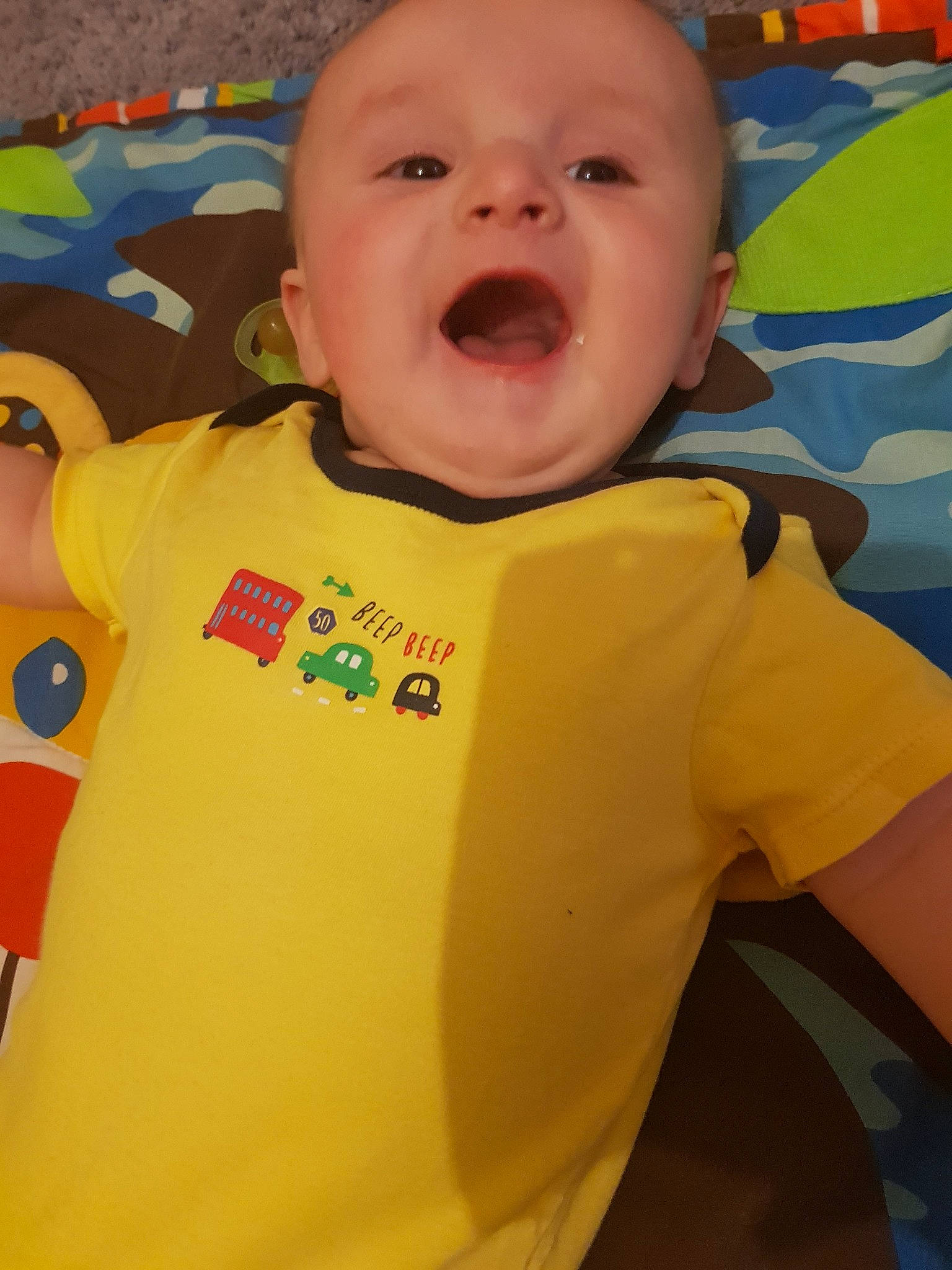 James joined the competition — help win amazing prizes! boy, cheek, child, cool, day, eye, facial_expression, fun, infant, laughter, mouth, nose, organ, person, play, product, skin, smile, t_shirt, toddler