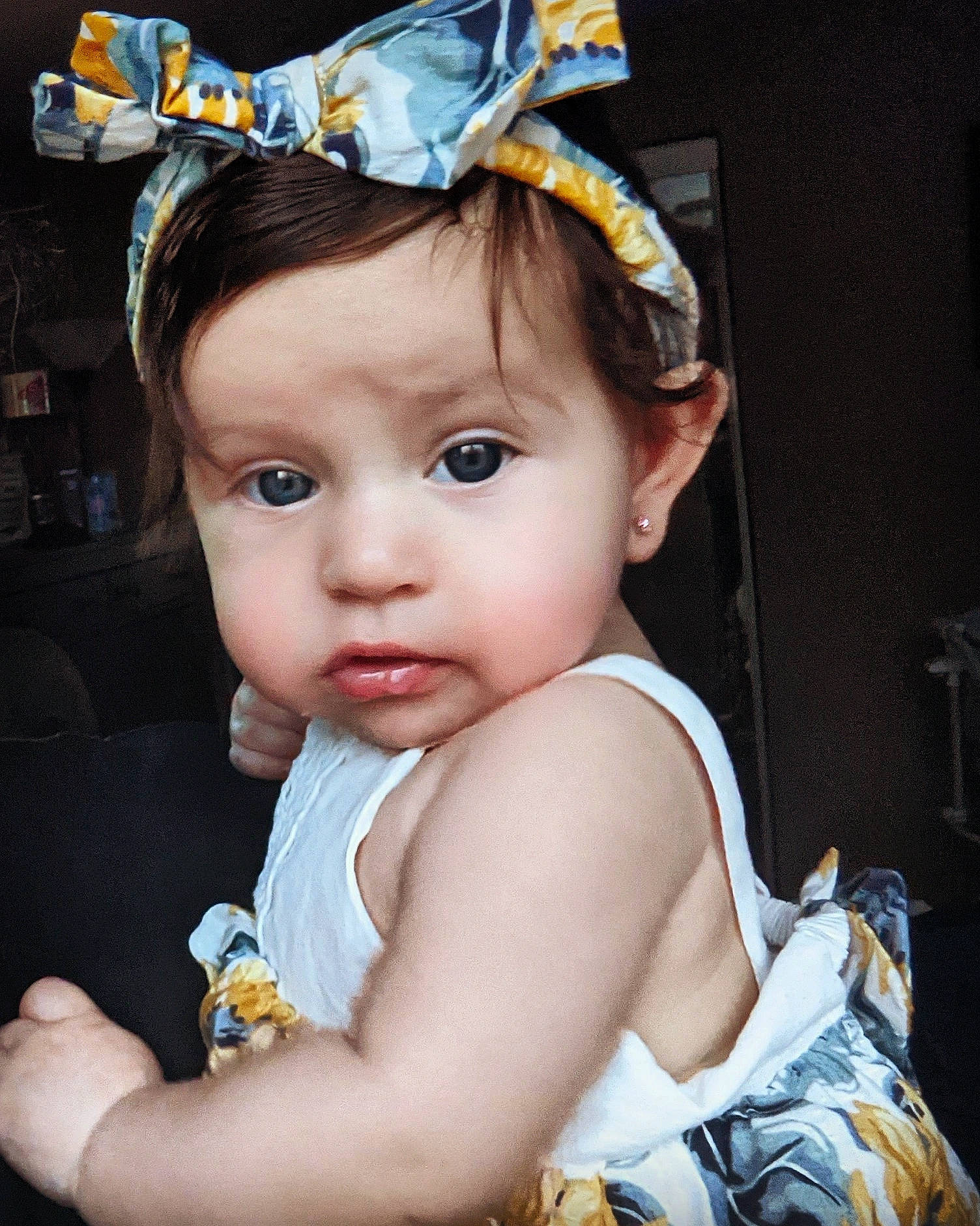 Olivia is registered to the contest to win money with this photo: baby_toddler_clothing, cool, costume_hat, ear, electric_blue, eyelash, eyewear, fashion_accessory, fun, hair_accessory, hairstyle, happy, headband, headpiece, headwear, human, iris, jewellery, person, skin