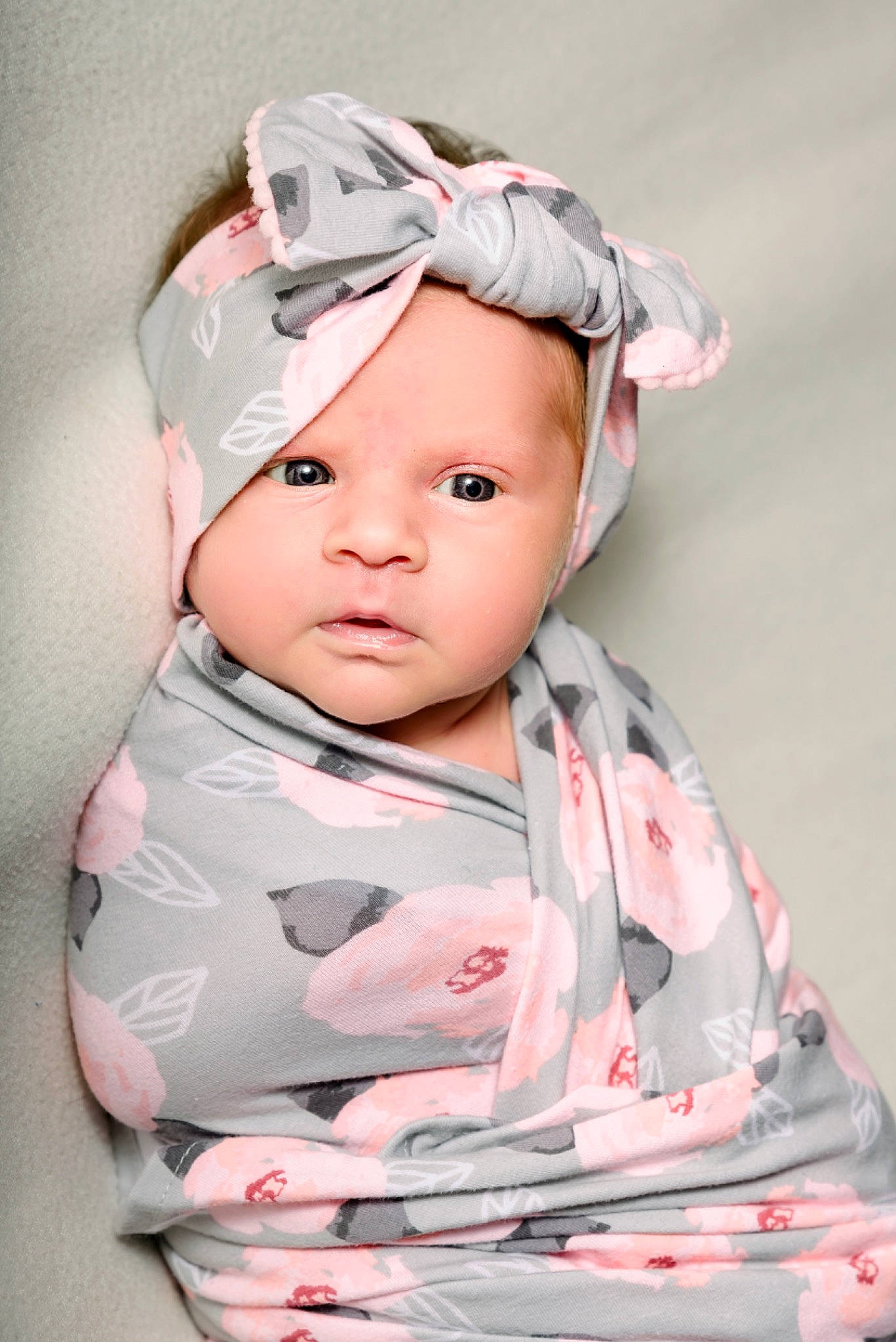 Leigha is registered to the contest to win money with this photo: baby, baby_toddler_clothing, cheek, child, hair_accessory, head, headgear, person, pink, toddler