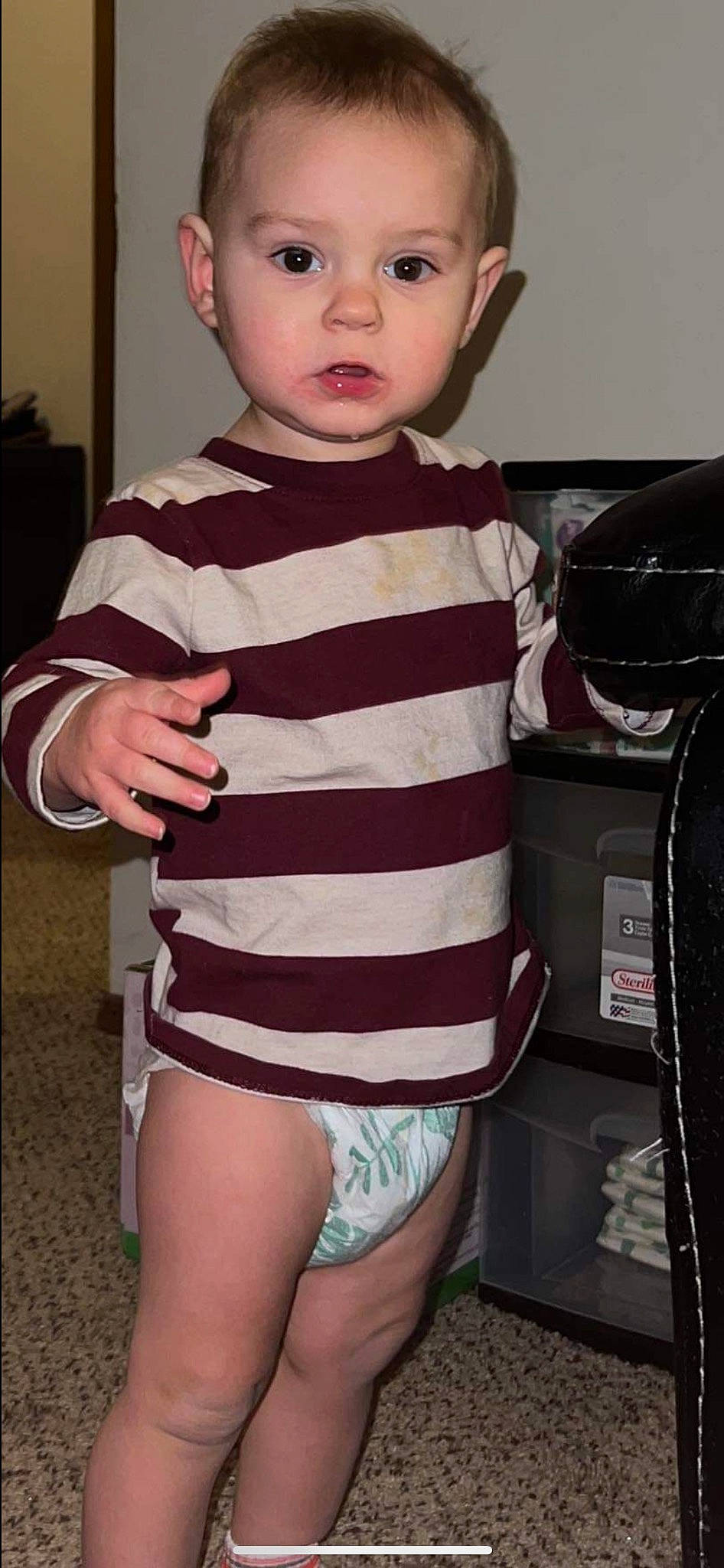 Alan joined the competition — help win amazing prizes! baby, baby_toddler_clothing, child, day_dress, dress, elbow, eyelash, human_leg, knee, leg, pattern, person, room, sleeve, t_shirt, thigh, thumb, toddler, uniform, waist