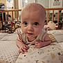 baby, bedroom, blanket, child, closeup, curious, cushion, cute, drool, eyes, face, furniture, home, indoor, infant, person, quilting, soft_lighting, toy, wooden_rail