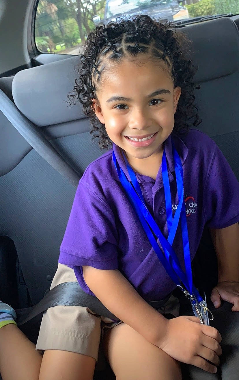 Aryadna is registered to the contest to win money with this photo: auto_part, automotive_design, car, child, electric_blue, face, family_car, fun, happy, human_leg, joy, knee, leisure, motor_vehicle, person, school_uniform, skin, smile, thigh, uniform