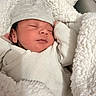 baby, blanket, child, closeup, comfort, cozy, cute, hat, indoors, infant, knitwear, newborn, peaceful, portrait, rest, sleeping, soft, texture, warm, white