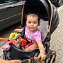 Amilia a rejoint le concours — aidez-le/la à gagner de superbes lots ! baby, bottle, can, car, child, clothing, curious, grip, hand, minnie_mouse, outdoor, person, pigtails, pink_shirt, sidewalk, stroller, toy, transport, urban, wide_eyes