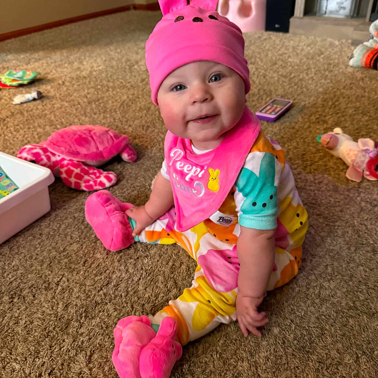 Paisley is registered to the contest to win money with this photo: architecture, baby, building, cap, clothing, computerhardware, electronics, face, furniture, hardware, hat, head, indoors, livingroom, monitor, person, photography, portrait, screen, tv