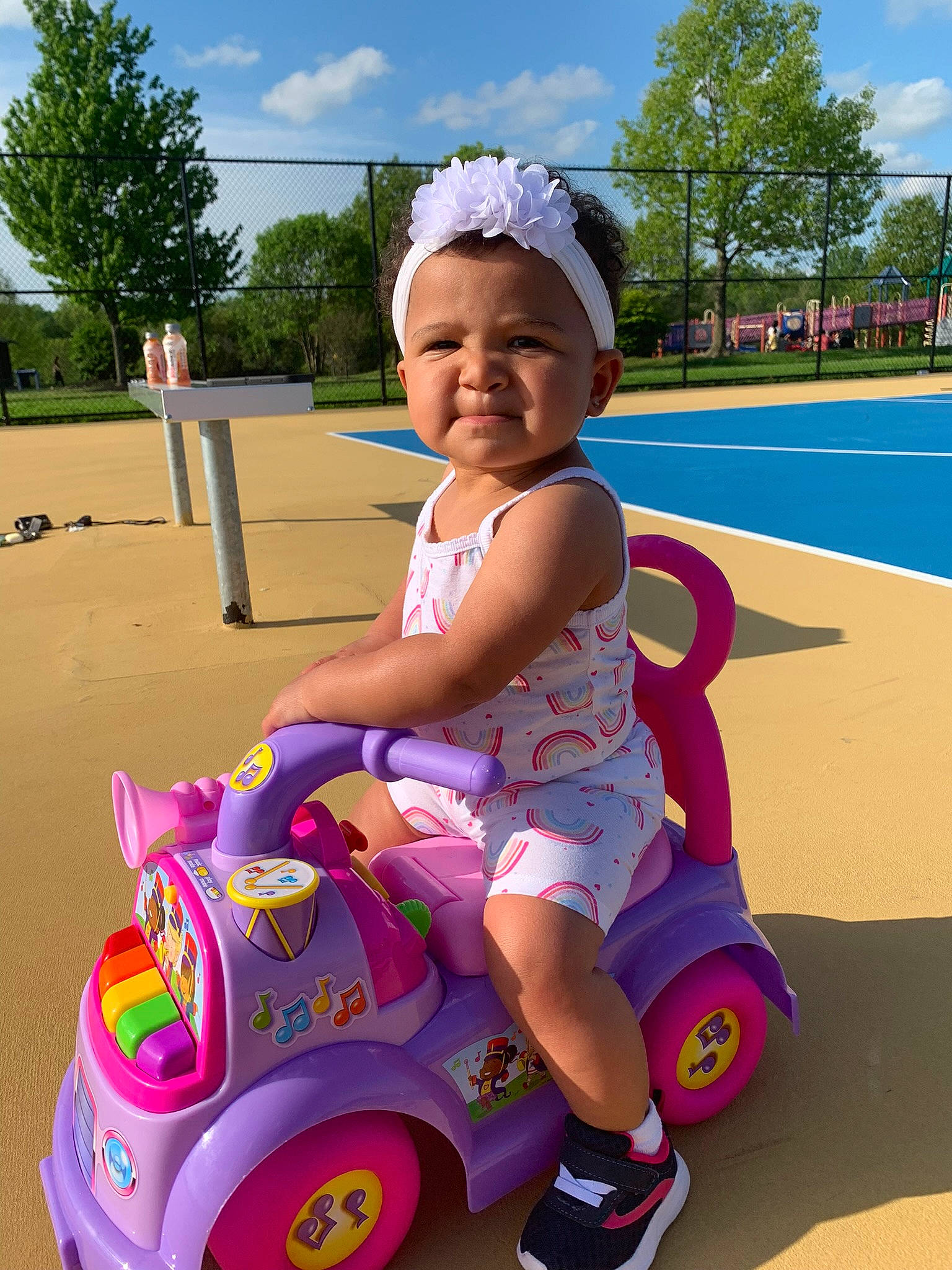 Jaelynn joined the competition — help win amazing prizes! automotive_tire, cloud, fun, grass, happy, helmet, leisure, motor_vehicle, person, pink, recreation, riding_toy, shoe, sky, smile, tire, toy, tree, vehicle, wheel