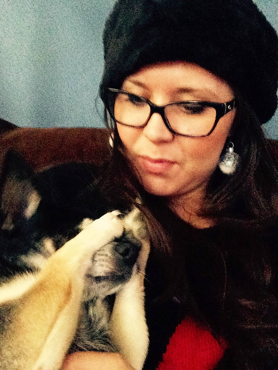 Baby Bear is registered to the contest to win money with this photo: beauty, black_hair, carnivore, cat, companion_dog, cool, eyebrow, eyewear, felidae, fur, glasses, long_hair, nose, person, photography, puppy_love, selfie, siberian_husky, skin, small_to_medium_sized_cats