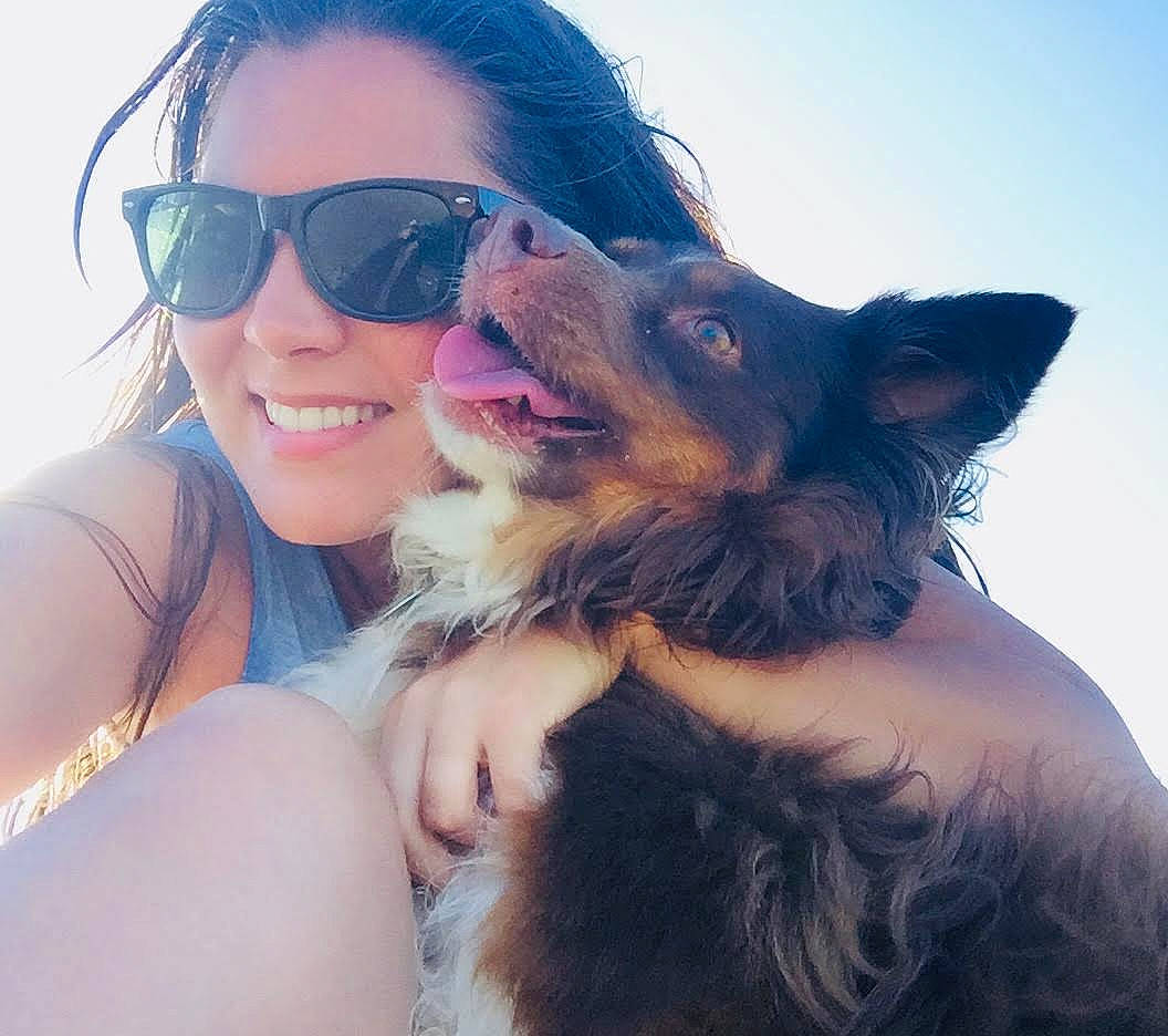 Lilly is registered to the contest to win money with this photo: canidae, companion_dog, cool, dog, dog_breed, eyewear, glasses, hand, happy, head, joy, love, nose, person, photography, puppy_love, selfie, skin, sky, snout