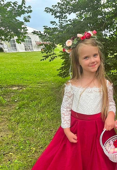 Rowan joined the competition — help win amazing prizes! event, eye, flower, formal_wear, fun, grass, hair, happy, headpiece, jewellery, joy, leaf, magenta, people_in_nature, person, petal, pink, plant, sky, smile