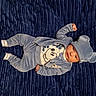 baby, infant, blue_clothing, hat, bear_ears, blanket, lying_down, cute, child, portrait, cozy, soft_texture, young_child, casual_wear, indoor, person, small_hands, socks, comfortable, resting