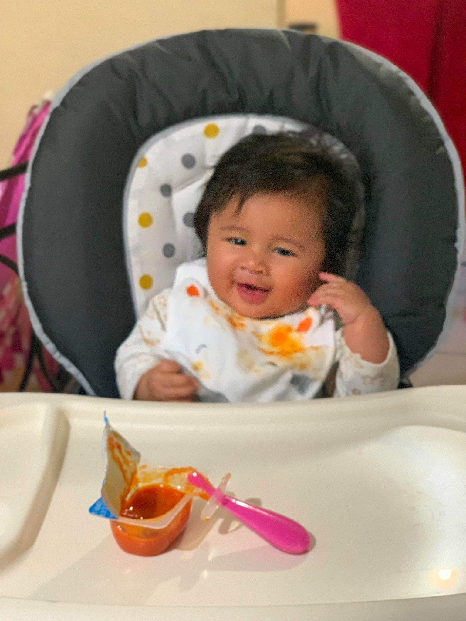 Ariannah joined the competition — help win amazing prizes! baby, baby_food, child, comfort_food, dishware, eating, food, person, plate, sweetness, tableware, toddler