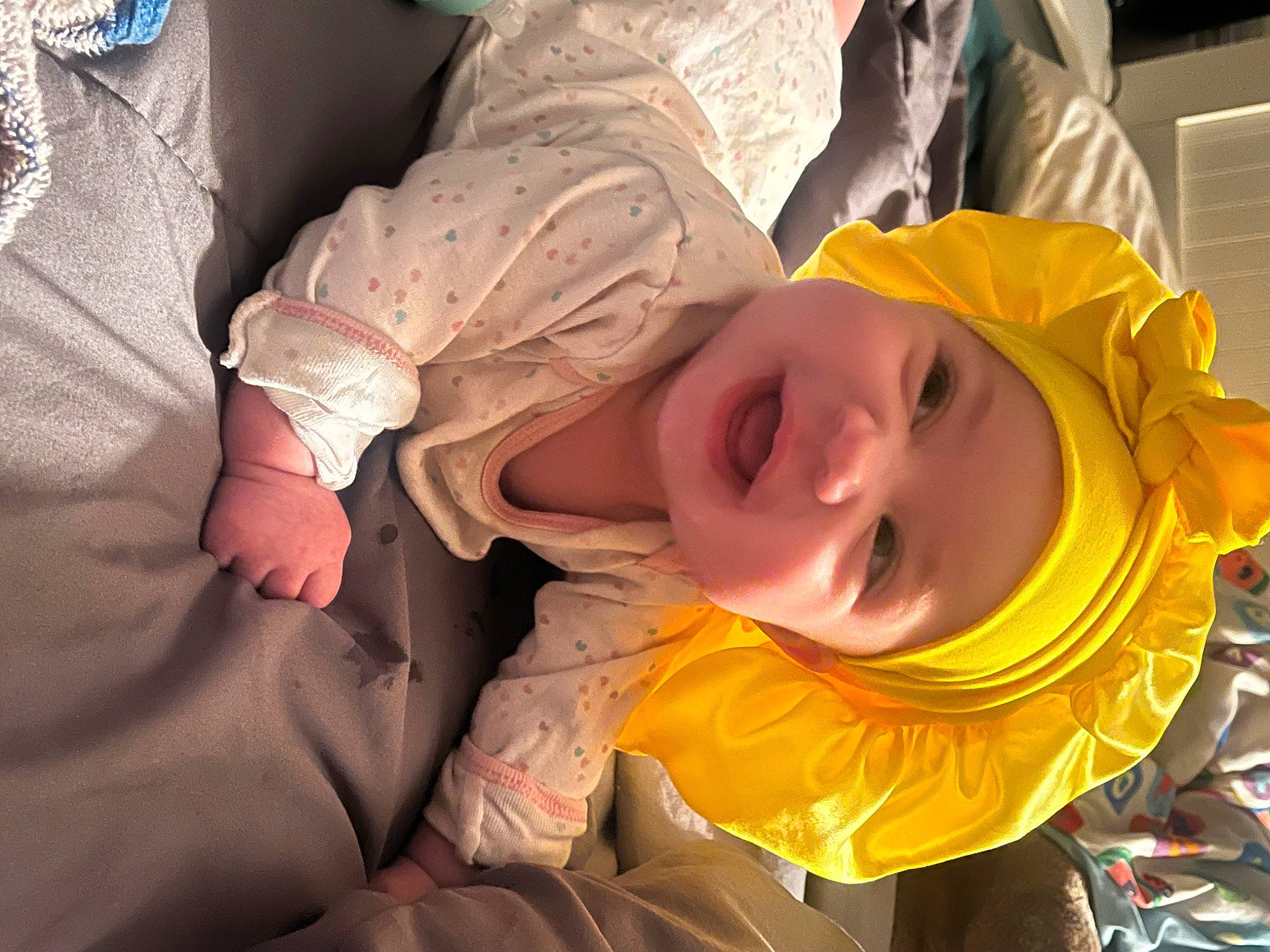 Mayleigh joined the competition — help win amazing prizes! baby, baby_products, baby_toddler_clothing, cheek, child, comfort, eye, fun, happy, hat, headwear, linens, mouth, nose, person, smile, sunglasses, textile, toddler, tree