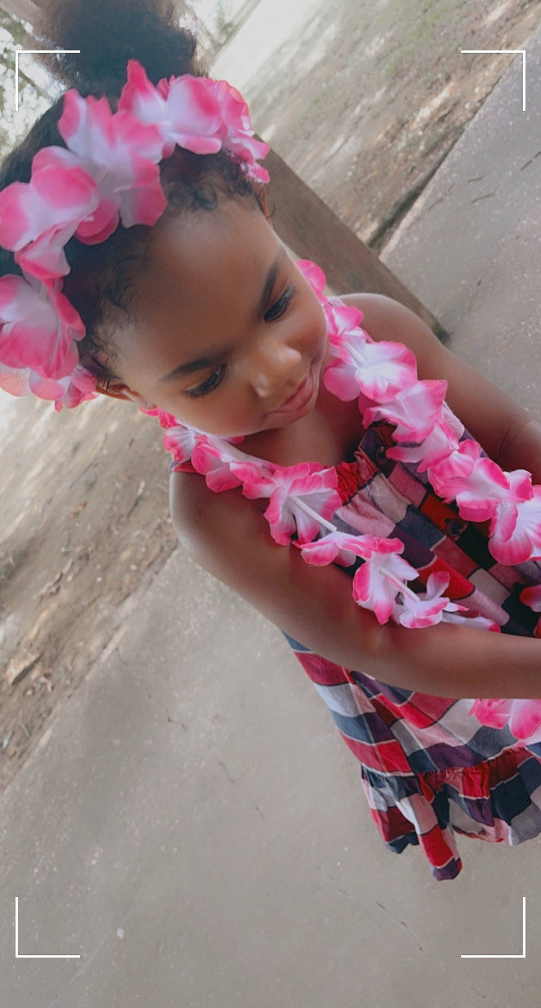 Amina joined the competition — help win amazing prizes! black_hair, embellishment, eyebrow, eyelash, fashion, happy, head, headpiece, human_leg, lip, magenta, pattern, person, petal, pink, plaid, skin, tartan, textile, thigh