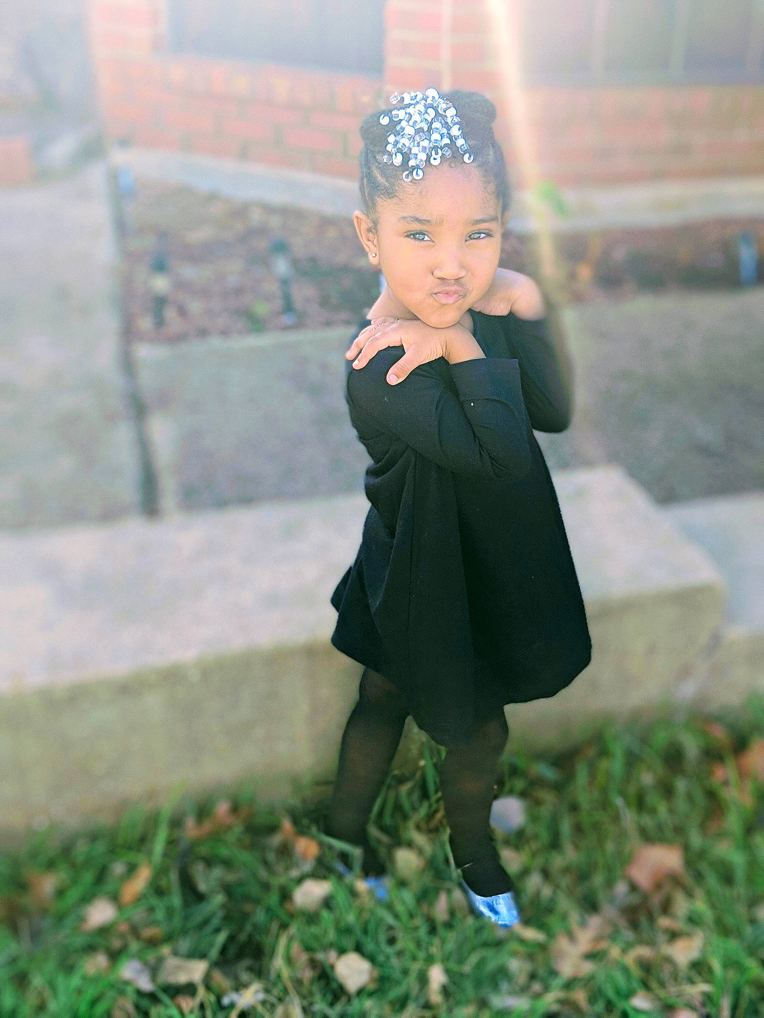 Kymari joined the competition — help win amazing prizes! child, child_model, dress, grass, hair_accessory, headgear, headpiece, person, photography, plant, toddler