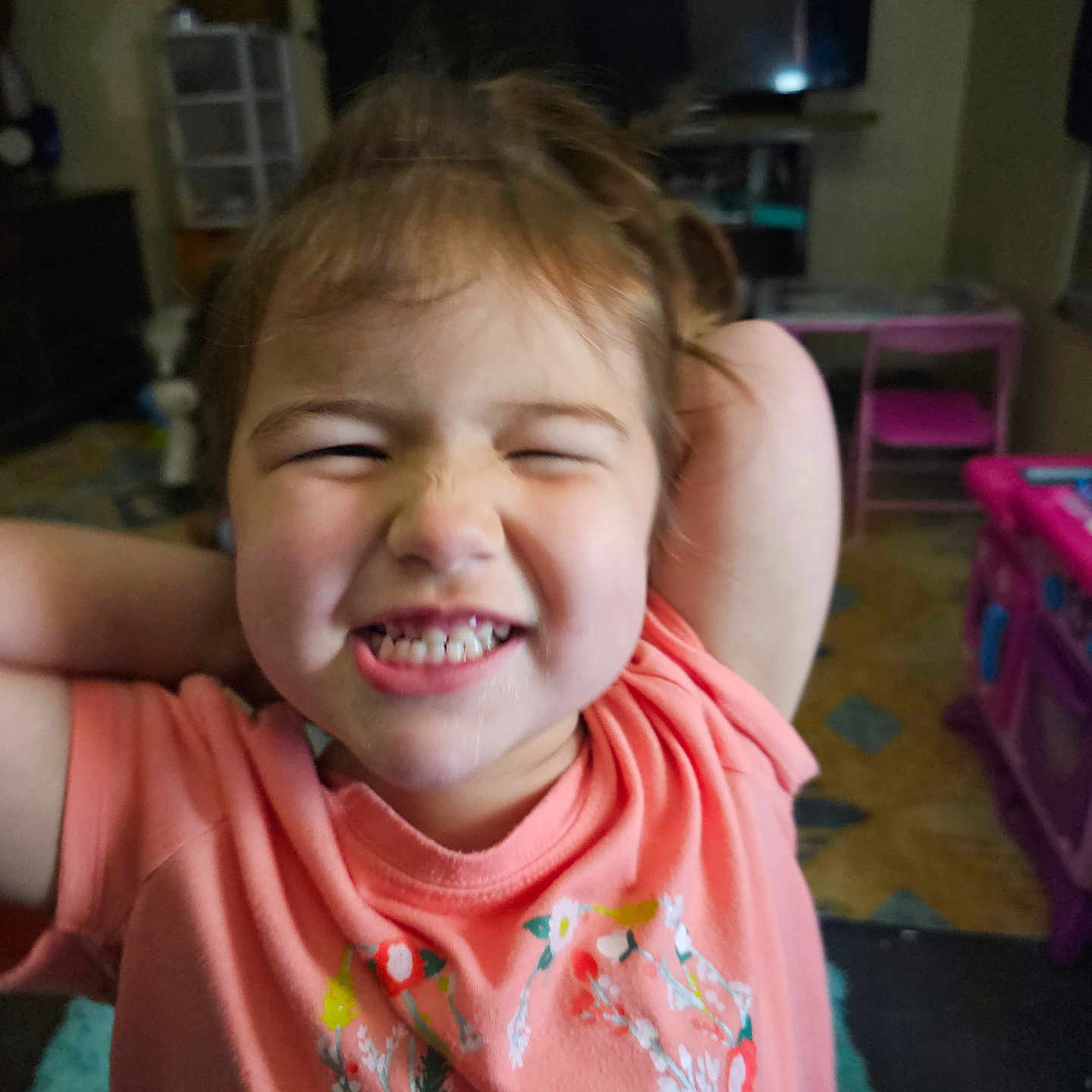 Jaylea joined the competition — help win amazing prizes! architecture, baby, bodypart, building, clothing, electronics, face, furniture, happy, head, indoors, livingroom, mouth, person, photography, portrait, room, smile, t_shirt, teeth