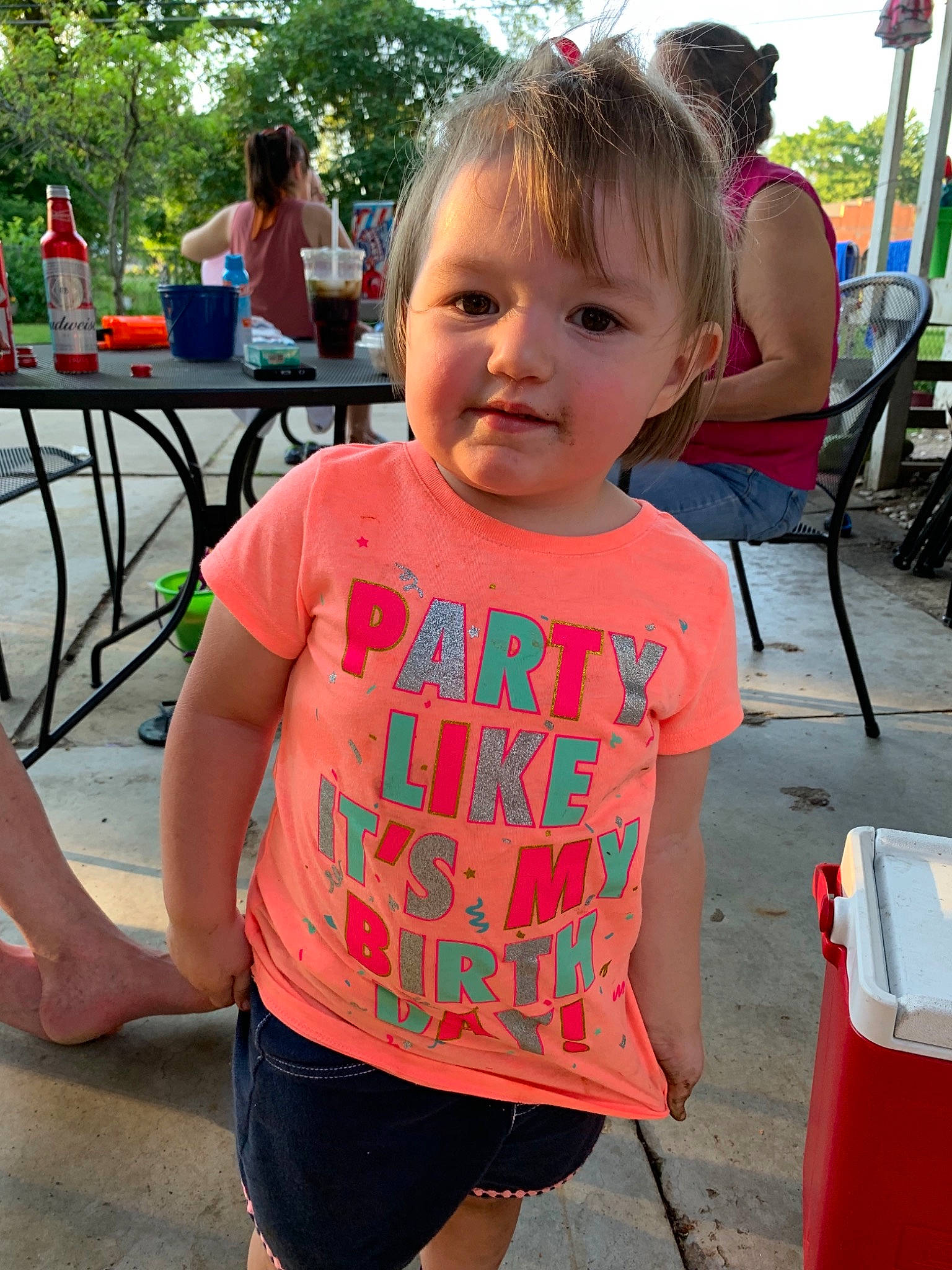 Mackenzie is registered to the contest to win money with this photo: child, leisure, person, summer, t_shirt, toddler, vacation