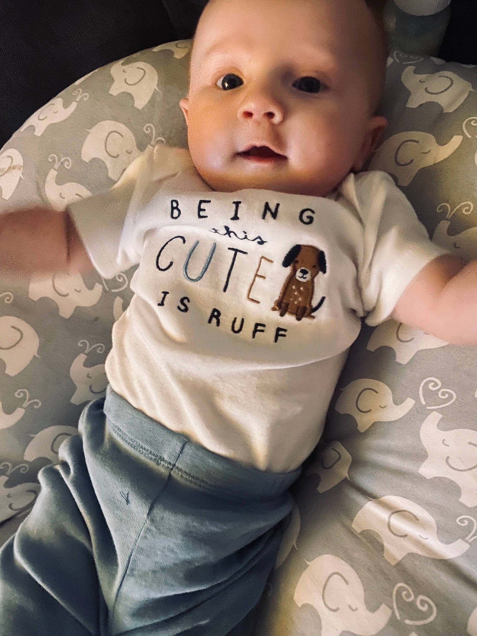 Hayden is registered to the contest to win money with this photo: baby, baby_products, baby_toddler_clothing, cheek, child, cool, ear, eyelash, humour, lip, nightwear, person, portrait_photography, skin, sleeve, toddler