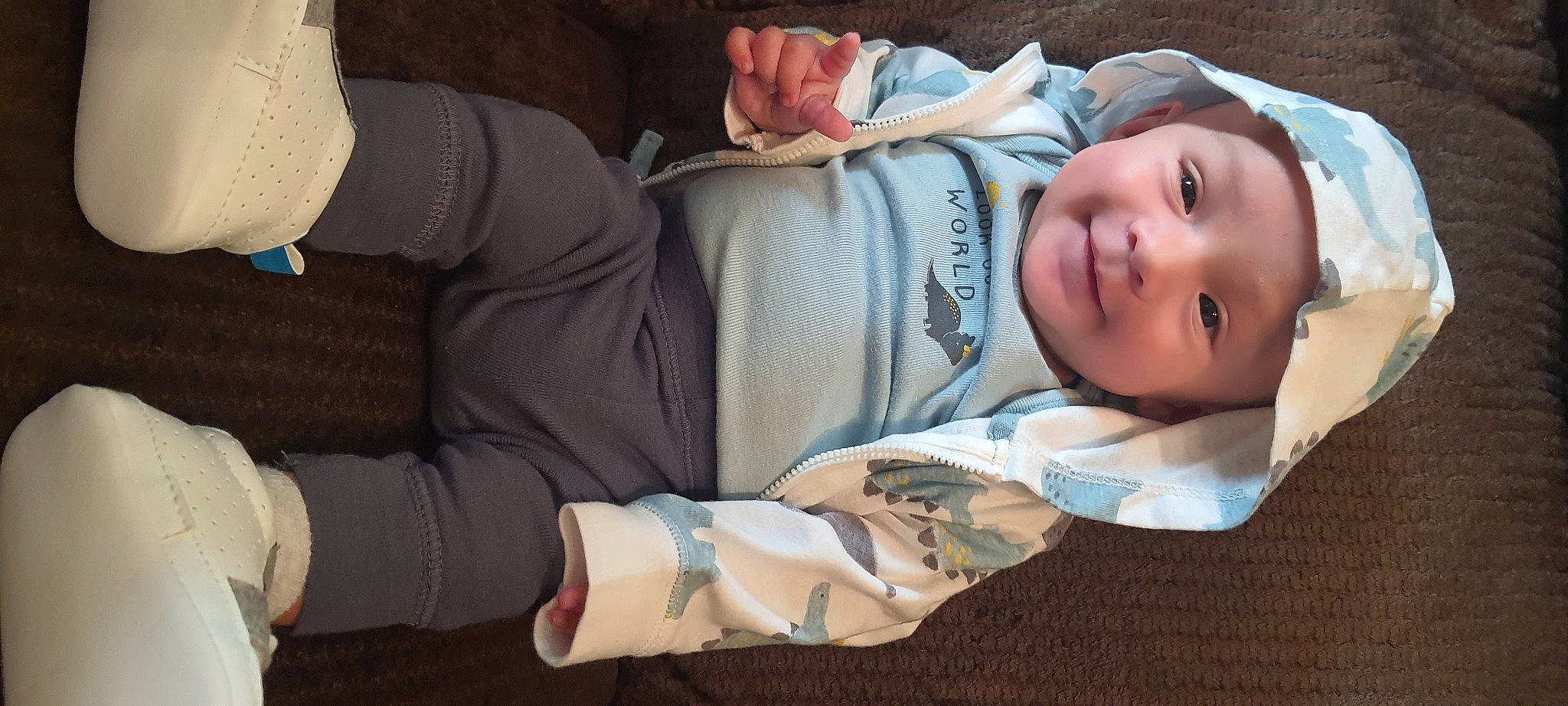 Dominador joined the competition — help win amazing prizes! arm, baby, baby_toddler_clothing, child, comfort, elbow, finger, hand, headwear, human_body, human_leg, joy, knee, linens, mouth, person, product, skin, smile, textile