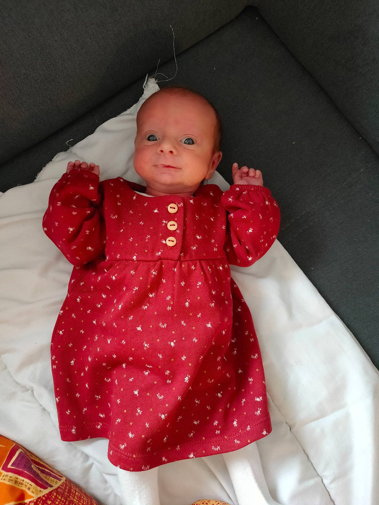 Mayla a rejoint le concours — aidez-le/la à gagner de superbes lots ! baby, baby_toddler_clothing, cheek, child, doll, dress, eye, facial_expression, finger, head, human_body, lip, one_piece_garment, pattern, person, pink, product, skin, sleeve, toddler