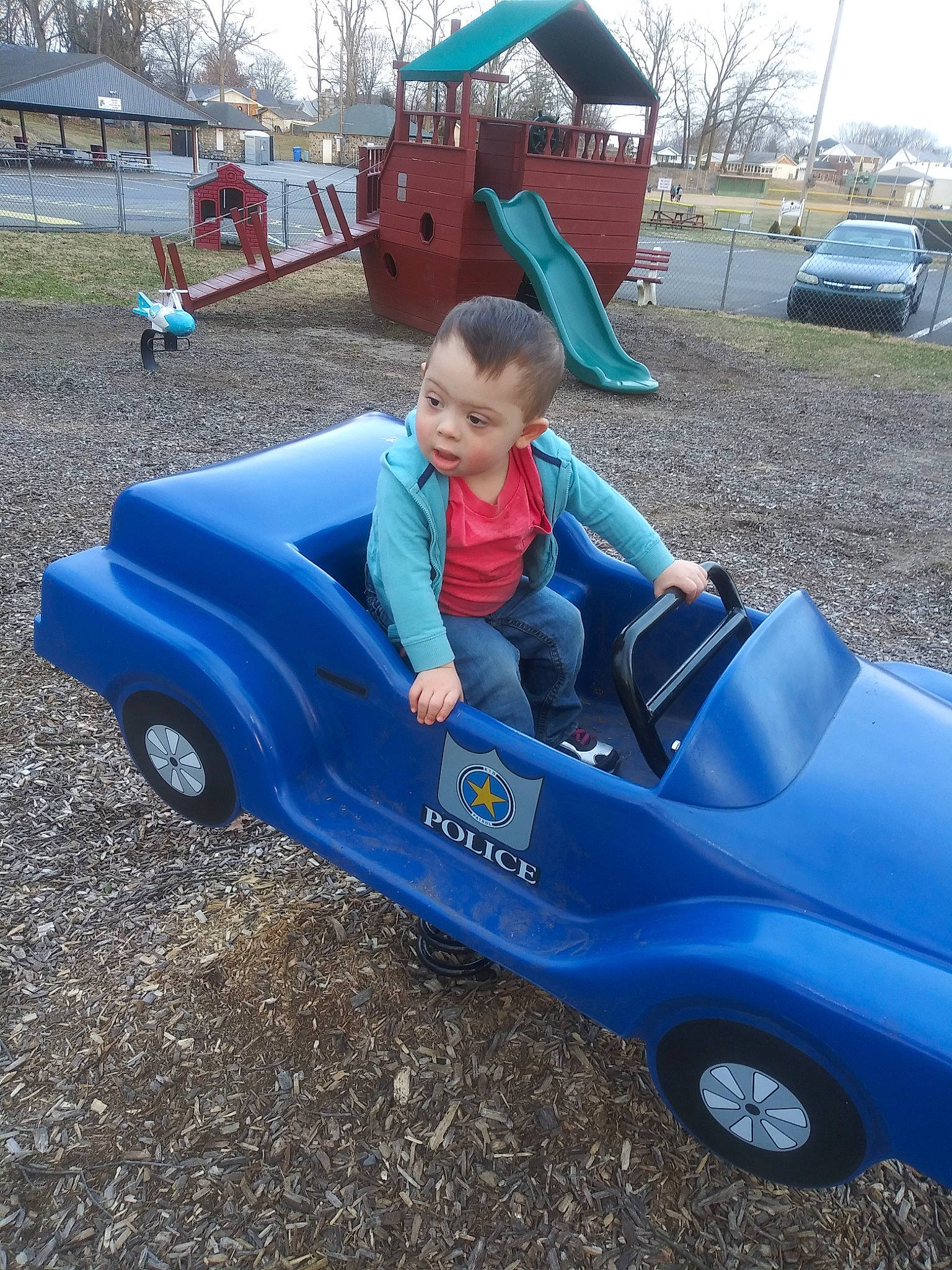 Jaden is registered to the contest to win money with this photo: car, child, classic_car, family_car, person, play, public_space, toddler, vehicle