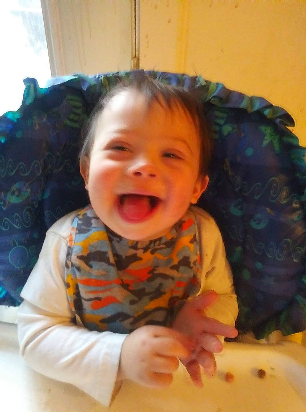 Jaden is registered to the contest to win money with this photo: baby, cheek, child, face, facial_expression, head, laugh, mouth, nose, person, skin, smile, toddler