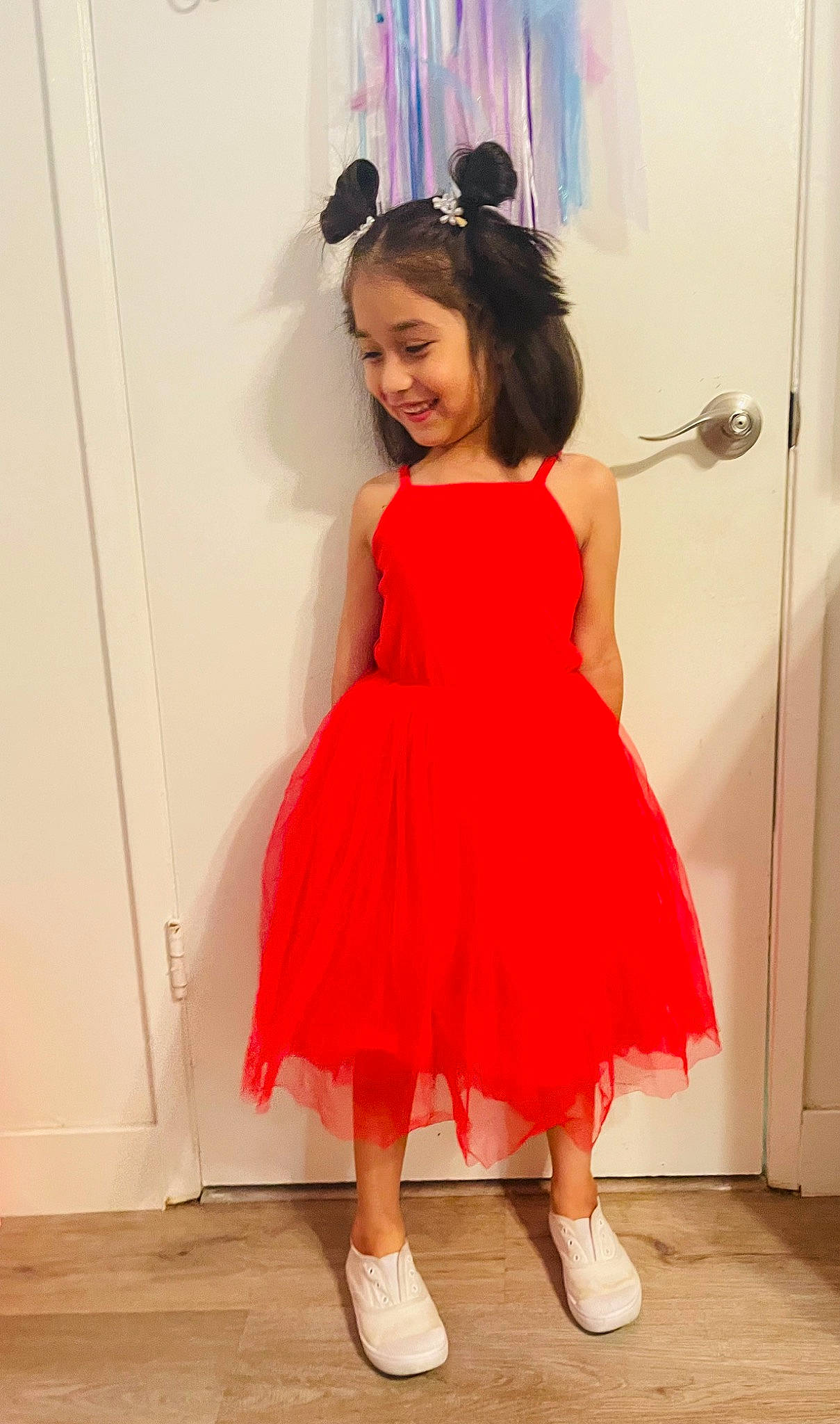 Dahlia joined the competition — help win amazing prizes! day_dress, dress, face, fashion_design, flooring, formal_wear, happy, joint, joy, long_hair, magenta, neck, one_piece_garment, person, pink, purple, shoulder, skin, sleeve, smile