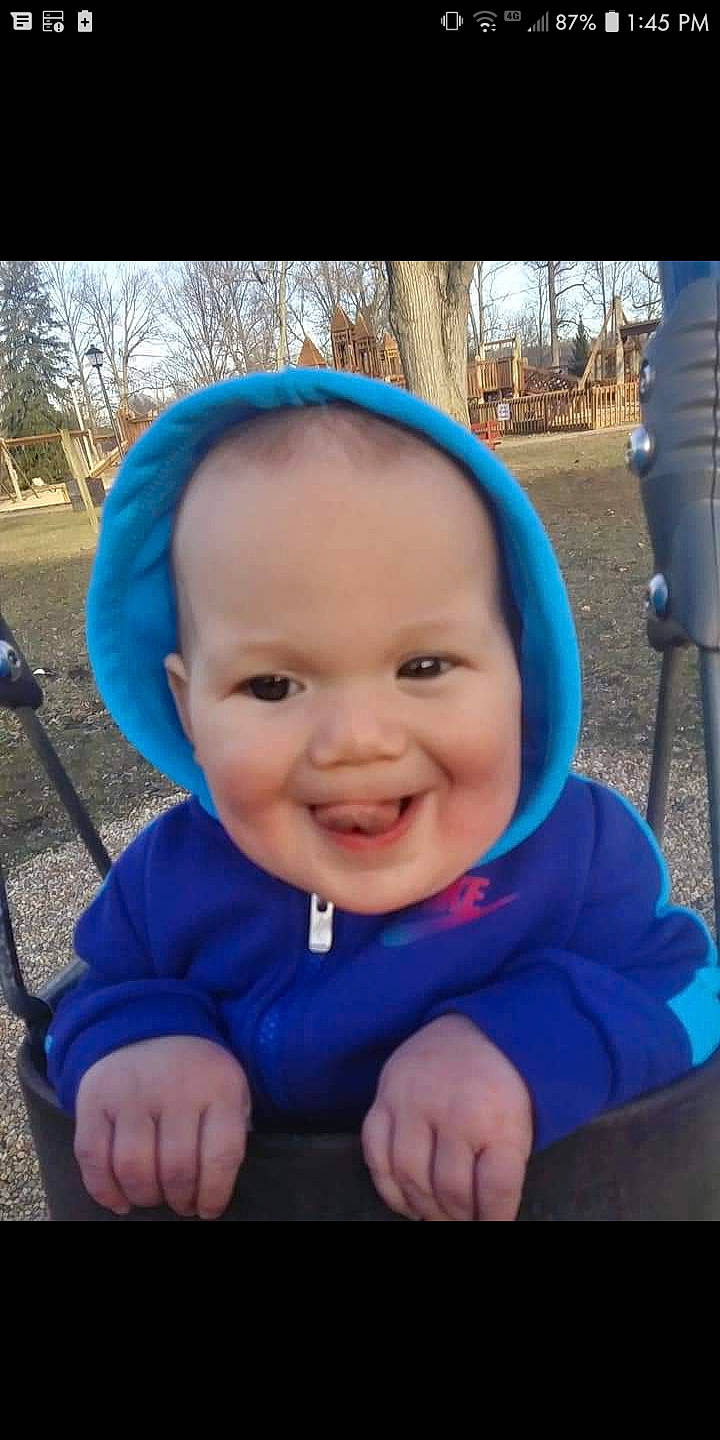 Jasper joined the competition — help win amazing prizes! baby, baby_toddler_clothing, cheek, electric_blue, fun, grass, happy, iris, joy, leisure, nose, outdoor_play_equipment, person, photograph, plant, recreation, skin, smile, snapshot, swing