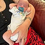 Lancelot a rejoint le concours — aidez-le/la à gagner de superbes lots ! baby, sleeping, pacifier, onesie, tattoo, arm, hand, red_fabric, pattern, couch, person, infant, skin, clothing, relaxation, comfort, indoor, holding, rest, peaceful