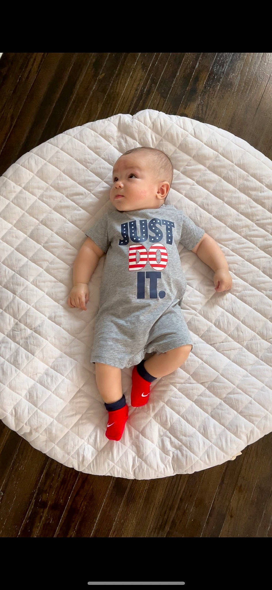 Dakota joined the competition — help win amazing prizes! baby, baby_products, baby_toddler_clothing, carmine, child, comfort, human_leg, leg, linens, pattern, person, pillow, shorts, sitting, sleeve, sock, t_shirt, textile, throw_pillow, toddler