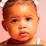 Kyler joined the competition — help win amazing prizes! app_icons, child, closeup, cute, digital_overlay, expression, eyes, face, girl, groomed_hair, hair_bows, lock_screen, notification, phone_screen, pink_background, portrait, skin, tank_top, time_display, toddler
