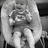 Gabriel is registered to the contest to win money with this photo: baby, baby_rocker, child, clothing, comfort, cushion, cute, face, feet, happy, indoor, infant, joy, legs, monochrome, person, portrait, seat, shorts, smiling