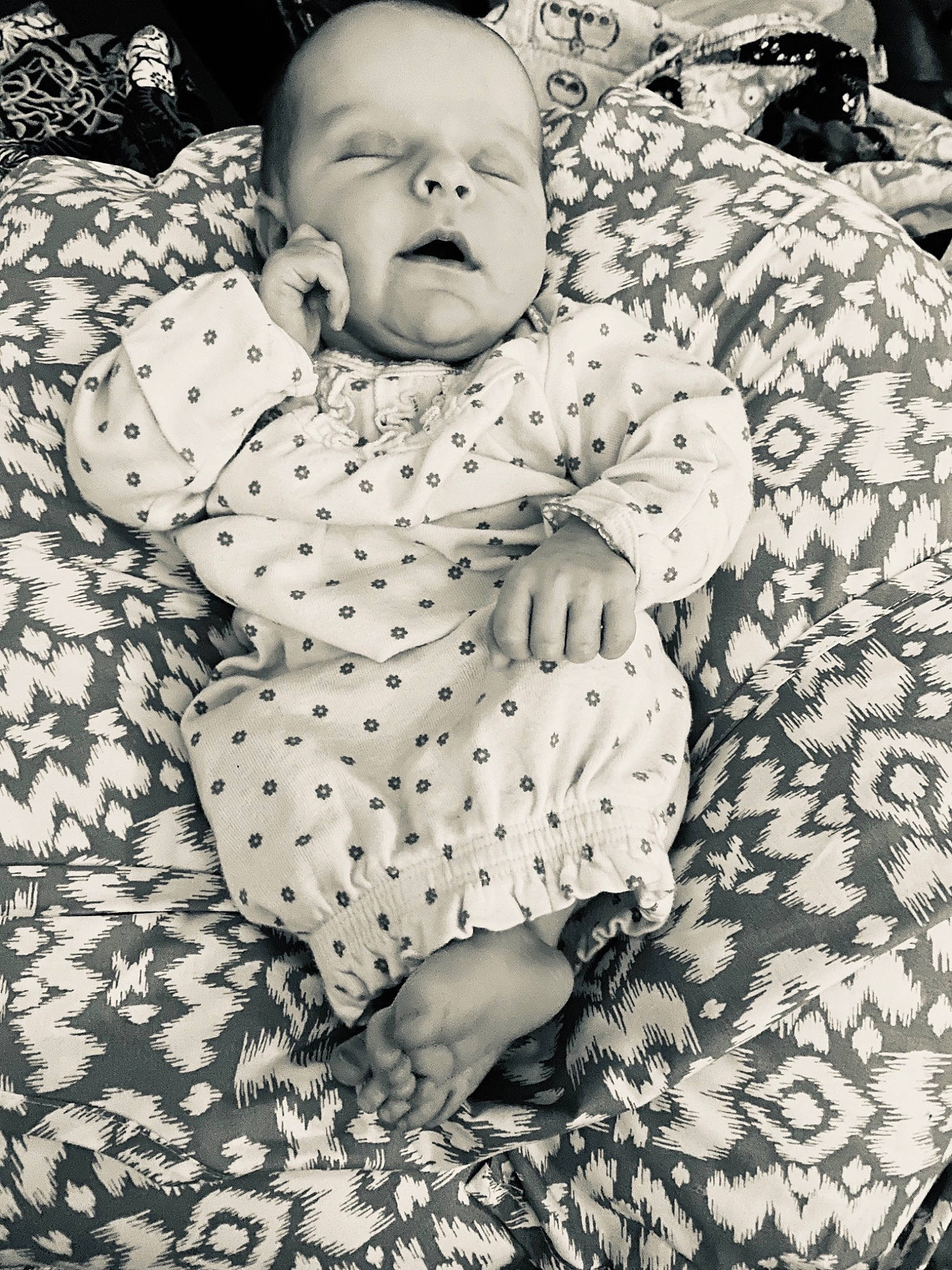 Kinley joined the competition — help win amazing prizes! baby, baby_sleeping, baby_toddler_clothing, bedding, bedtime, black, child, comfort, happy, linens, monochrome, monochrome_photography, pattern, people_in_nature, person, photograph, room, sleeve, textile, toddler